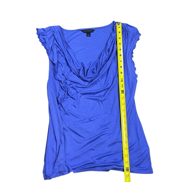Banana Republic Blue  Asymmetric Draped Ruffle Blouse Top size L Women's - Picture 5 of 11